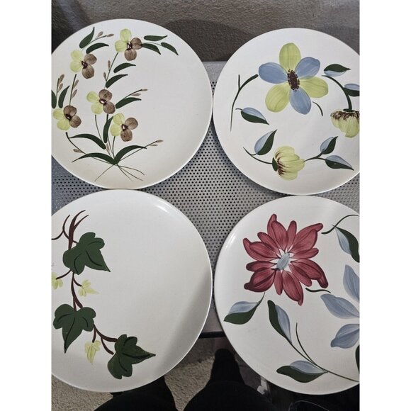 Blue Ridge Southern Potteries Vintage Set Of 4 Dinner Plates Floral 9.5" - Picture 1 of 7